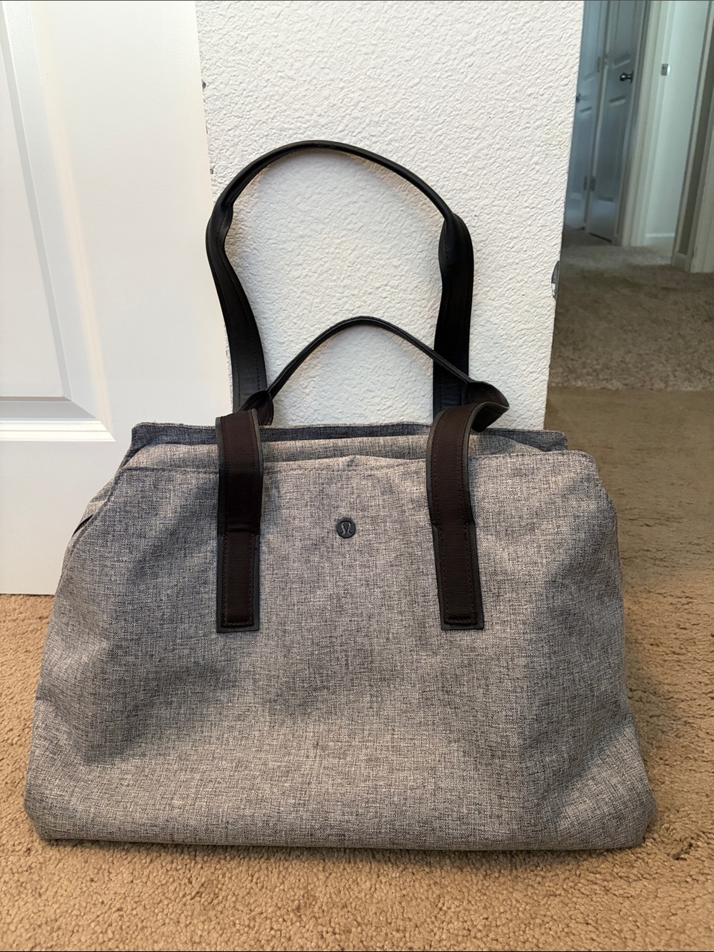 lululemon athletica Gray Duffel Tote with black straps
